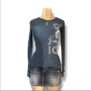 Aeropostale Navy Long Sleeve Tee with Silver Accents
